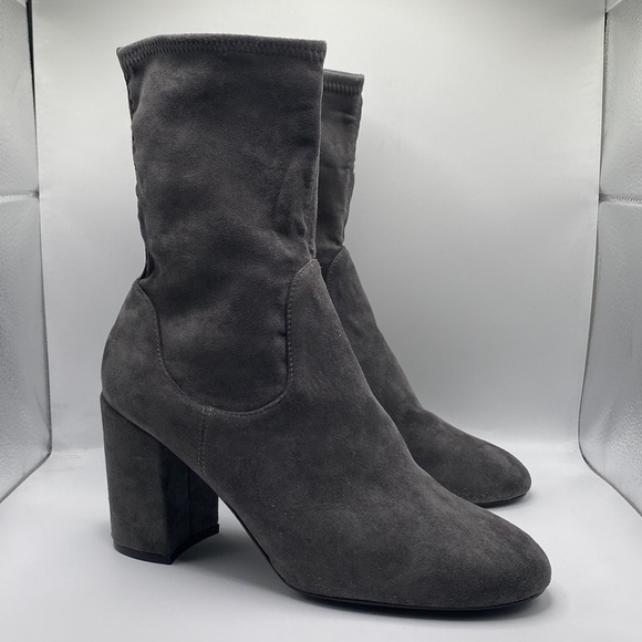 HALOGEN JACY STRETCH SOCK SUEDE BOOTIES GRAY WOMEN’S SZ 9M - Picture 1 of 12